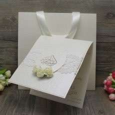 Embossing Invitation Card Handmade Invitation with Hand Bag Wedding Invitation Customized 